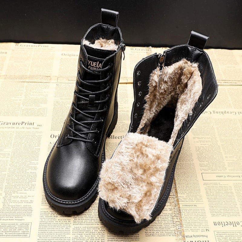 Andrea – black leather winter boots